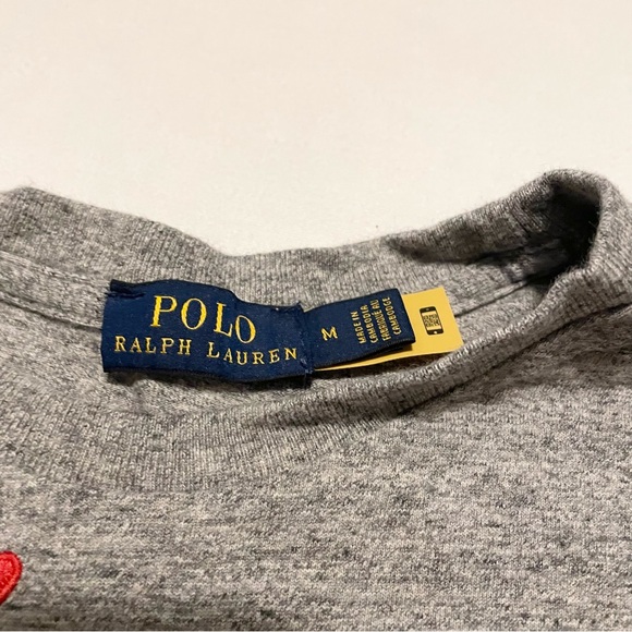 Polo Ralph Lauren Women’s Medium Embroidered Heather Gray Heart T Shirt - Picture 3 of 15